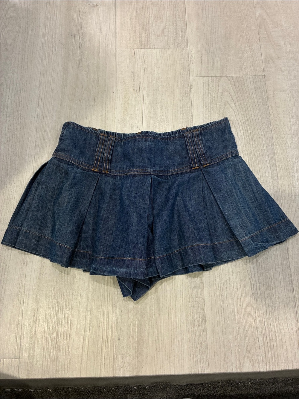 Urban Outfitters Dark Blue Denim Pleated Skort Shorts